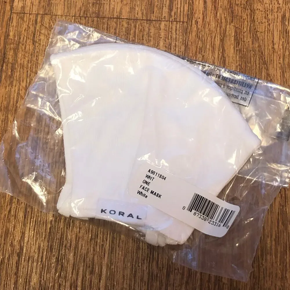 Koral Two Pack White Facial Masks with Elastic Ear Loop